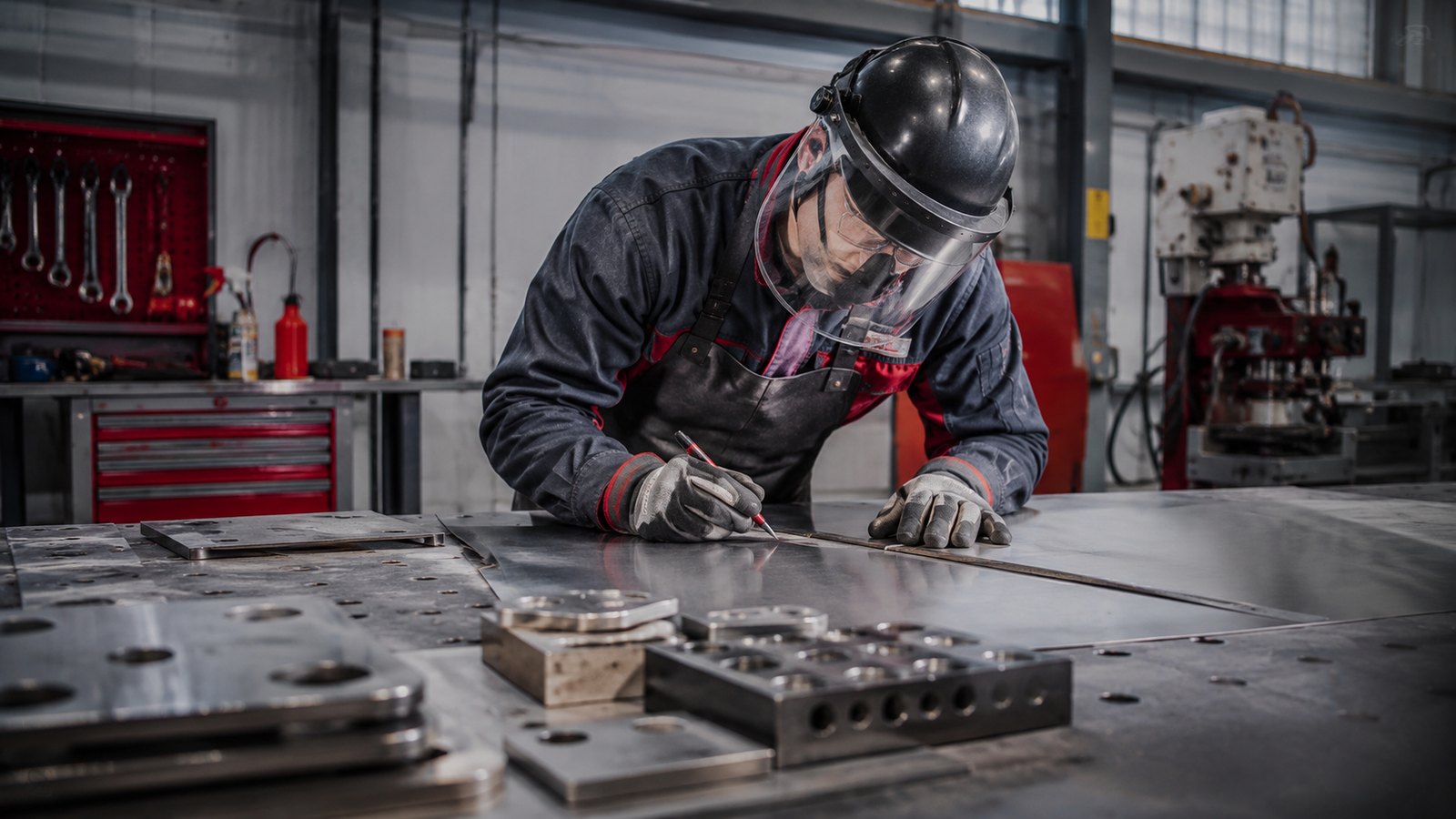 Stainless steel processing in workshop